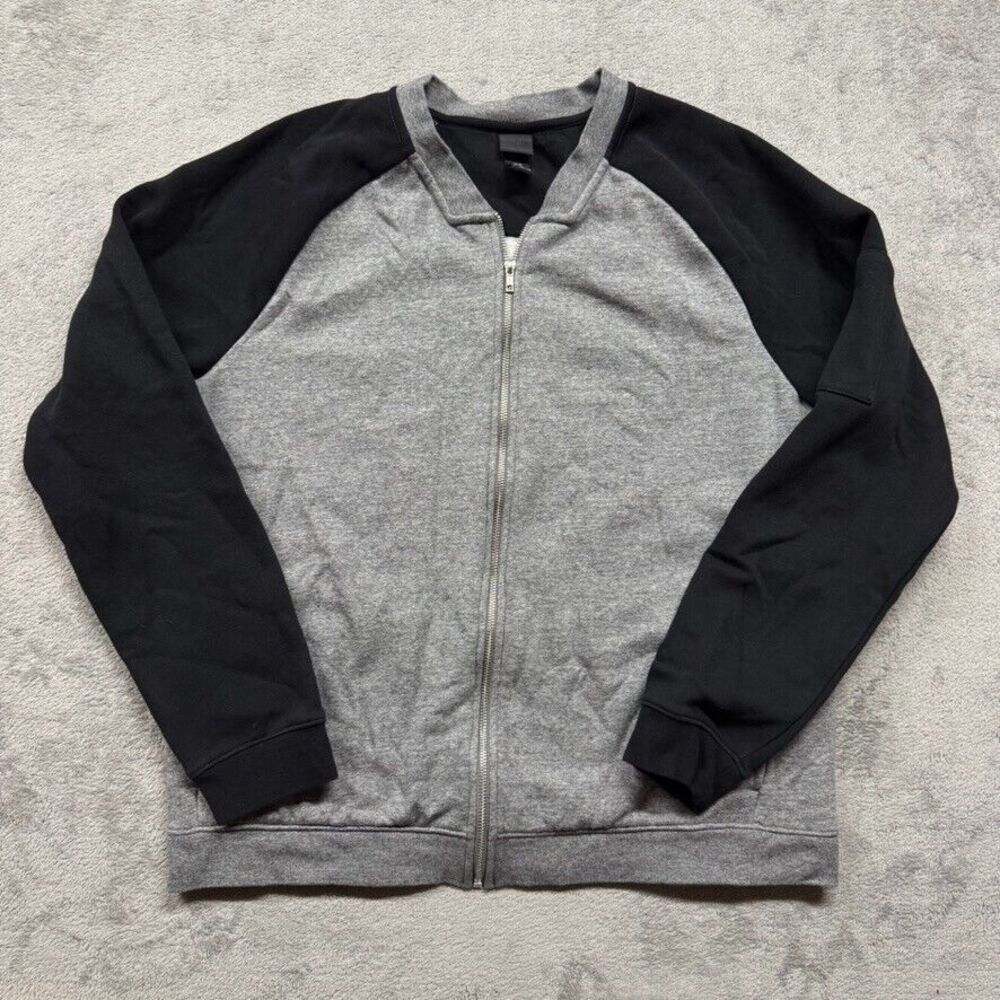 H&M Full Zip Sweatshirt Mens Gray XL‎ Long Sleeve Bomber Style Casual